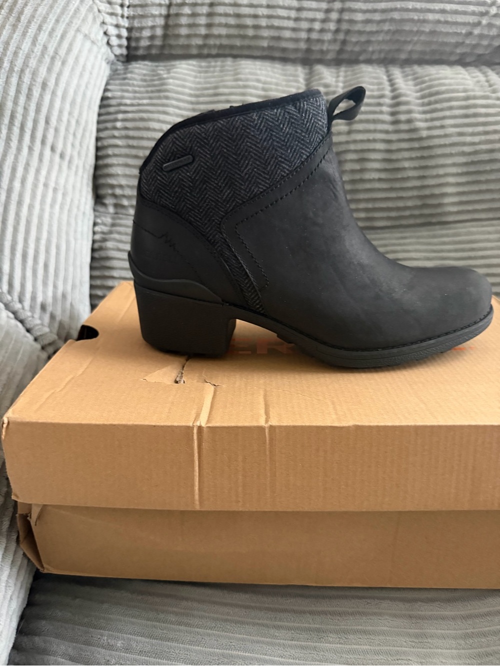 Merrell Black Ankle Bootie with Herringbone Collar